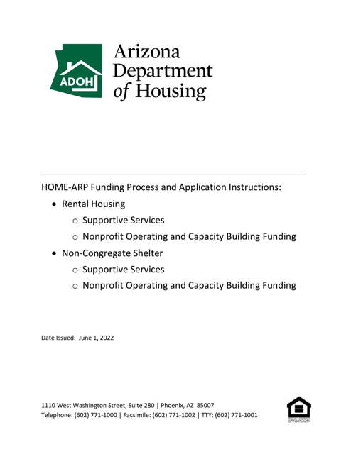 Home-Arp Funding Process and Application Instructions - Arizona Download Pdf