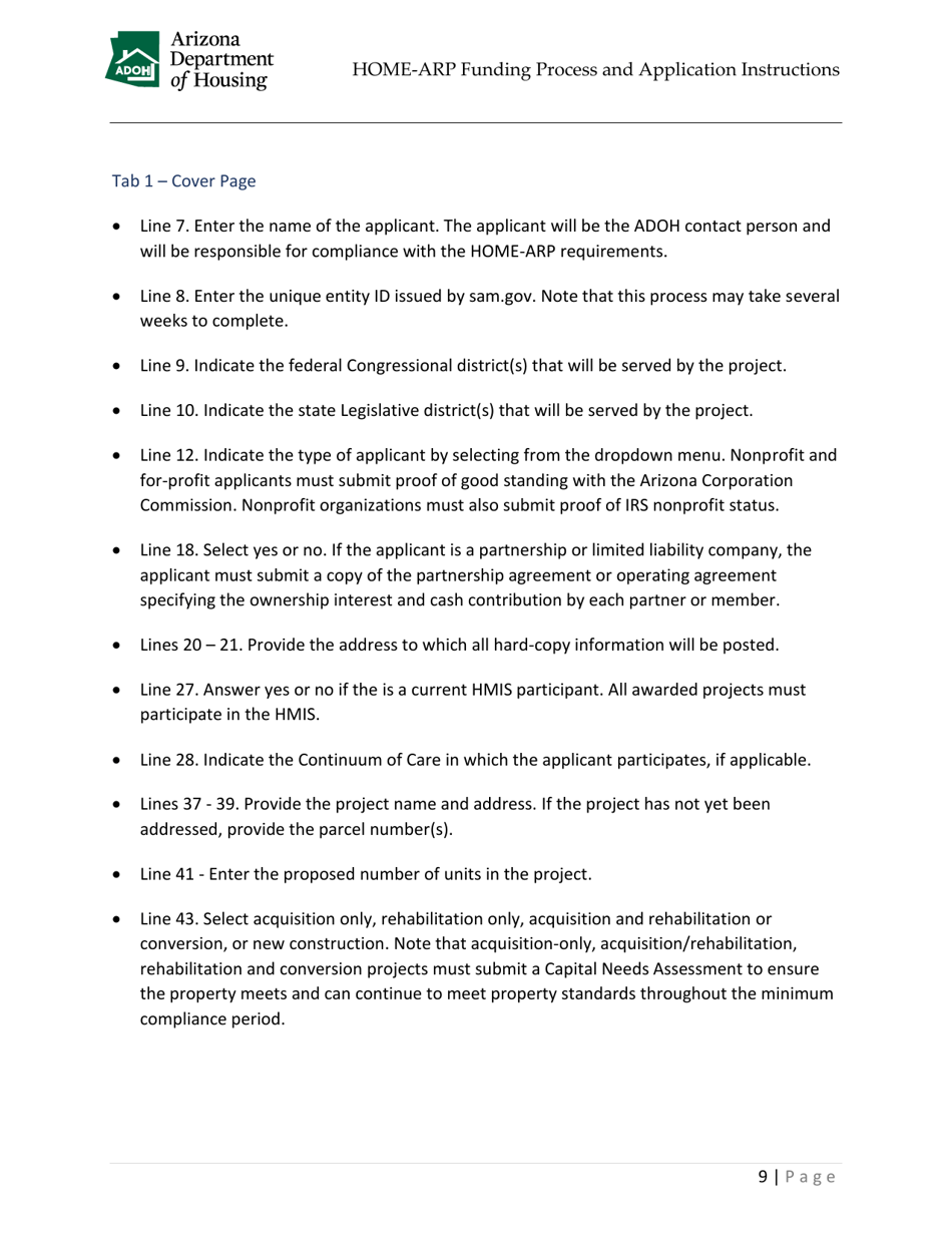 Home-Arp Funding Process and Application Instructions - Arizona, Page 12