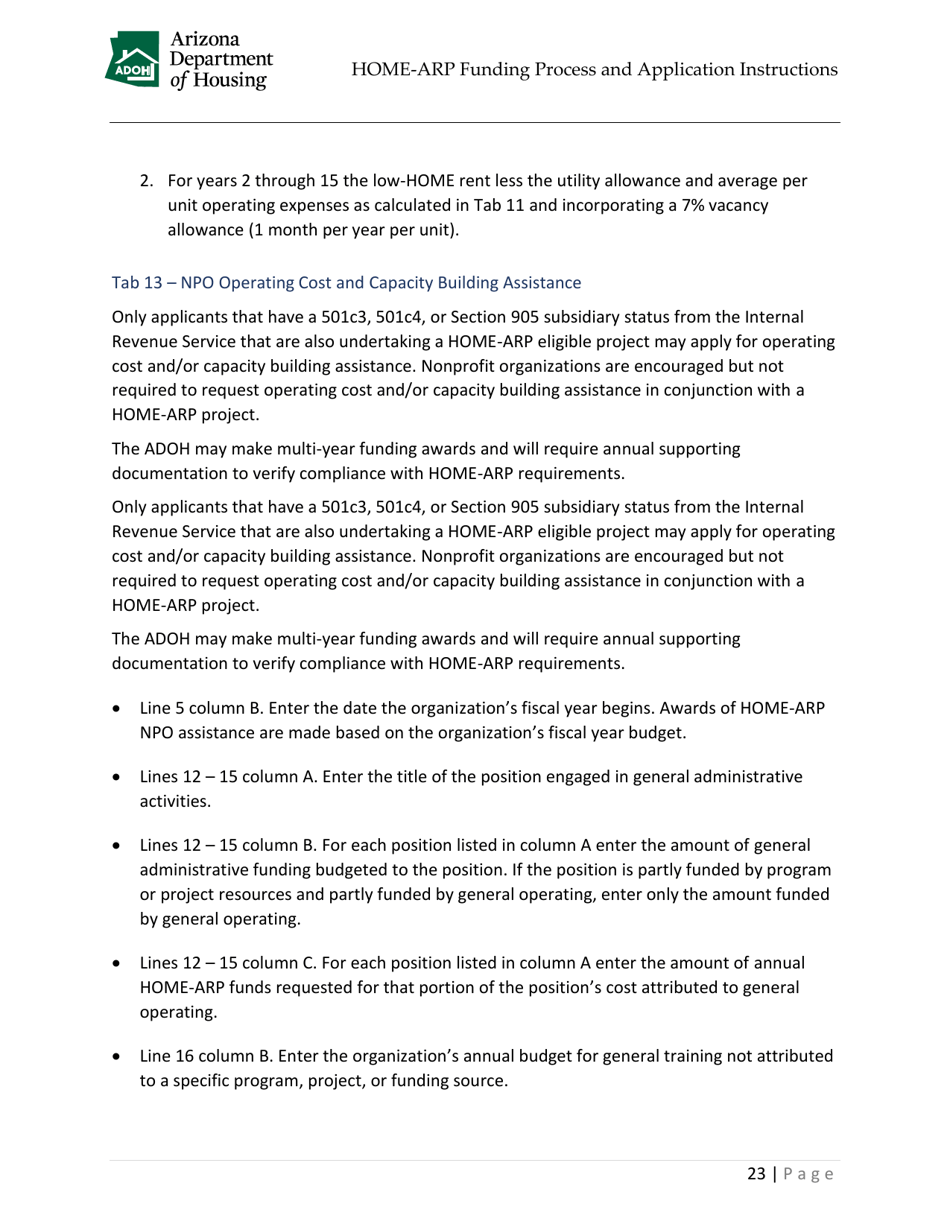 Home-Arp Funding Process and Application Instructions - Arizona, Page 26