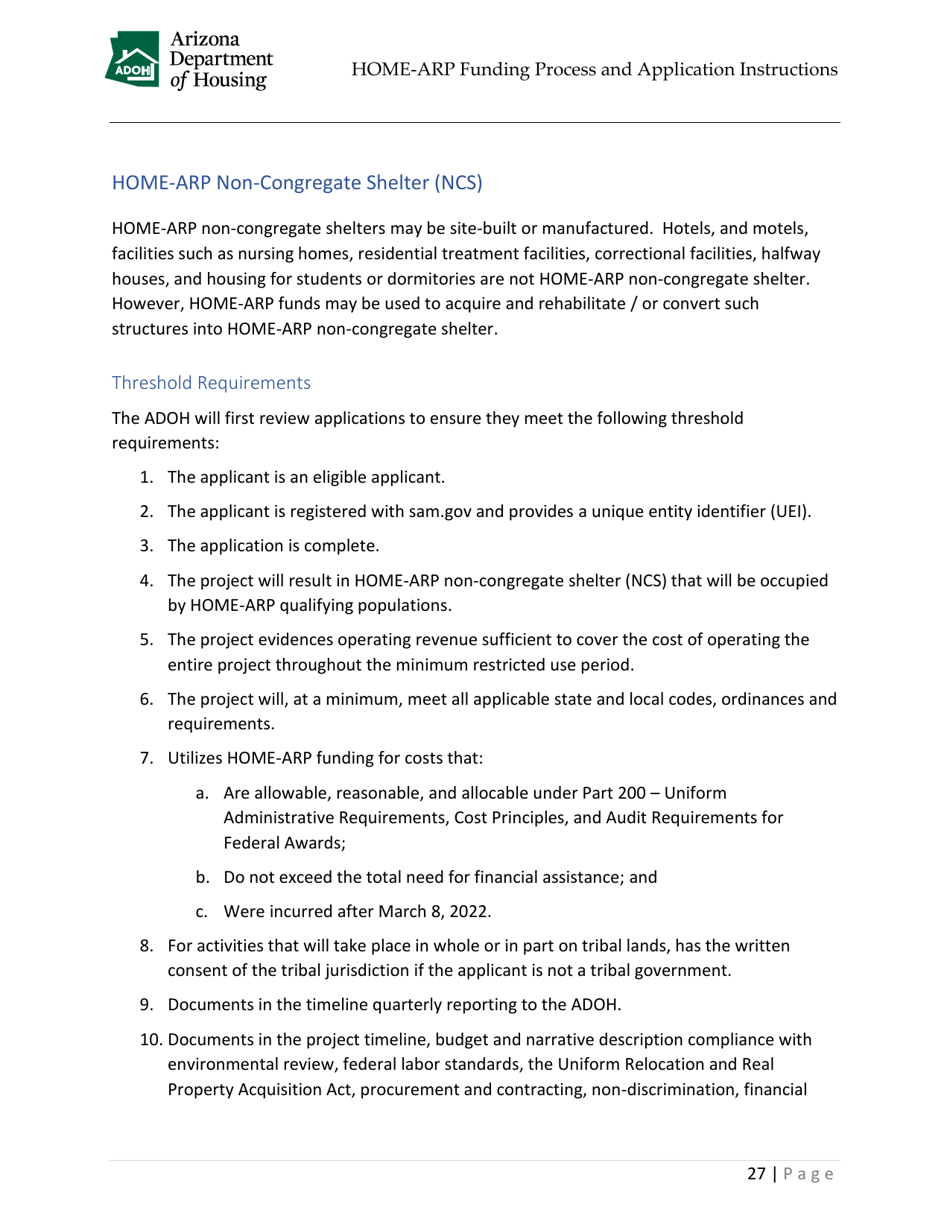 Home-Arp Funding Process and Application Instructions - Arizona, Page 30