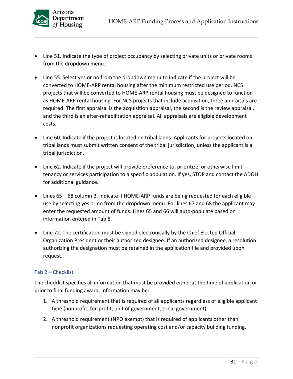 Home-Arp Funding Process and Application Instructions - Arizona, Page 34