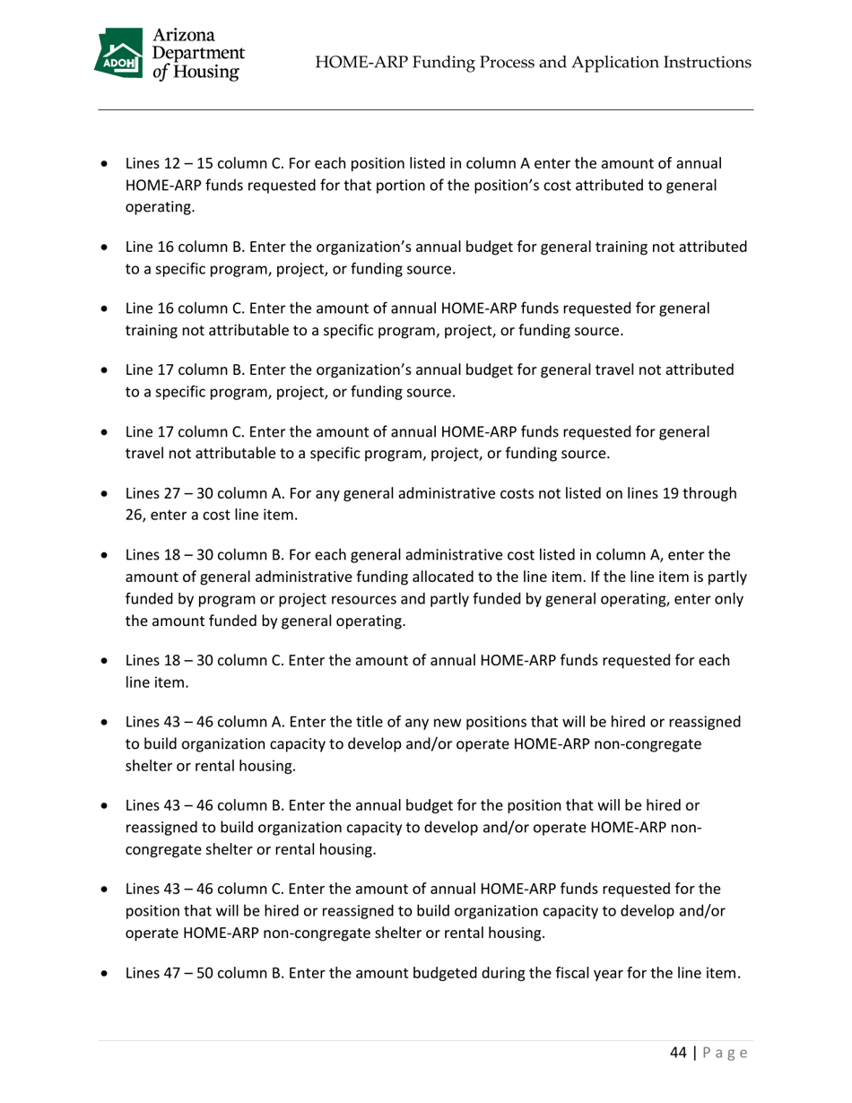 Home-Arp Funding Process and Application Instructions - Arizona, Page 47