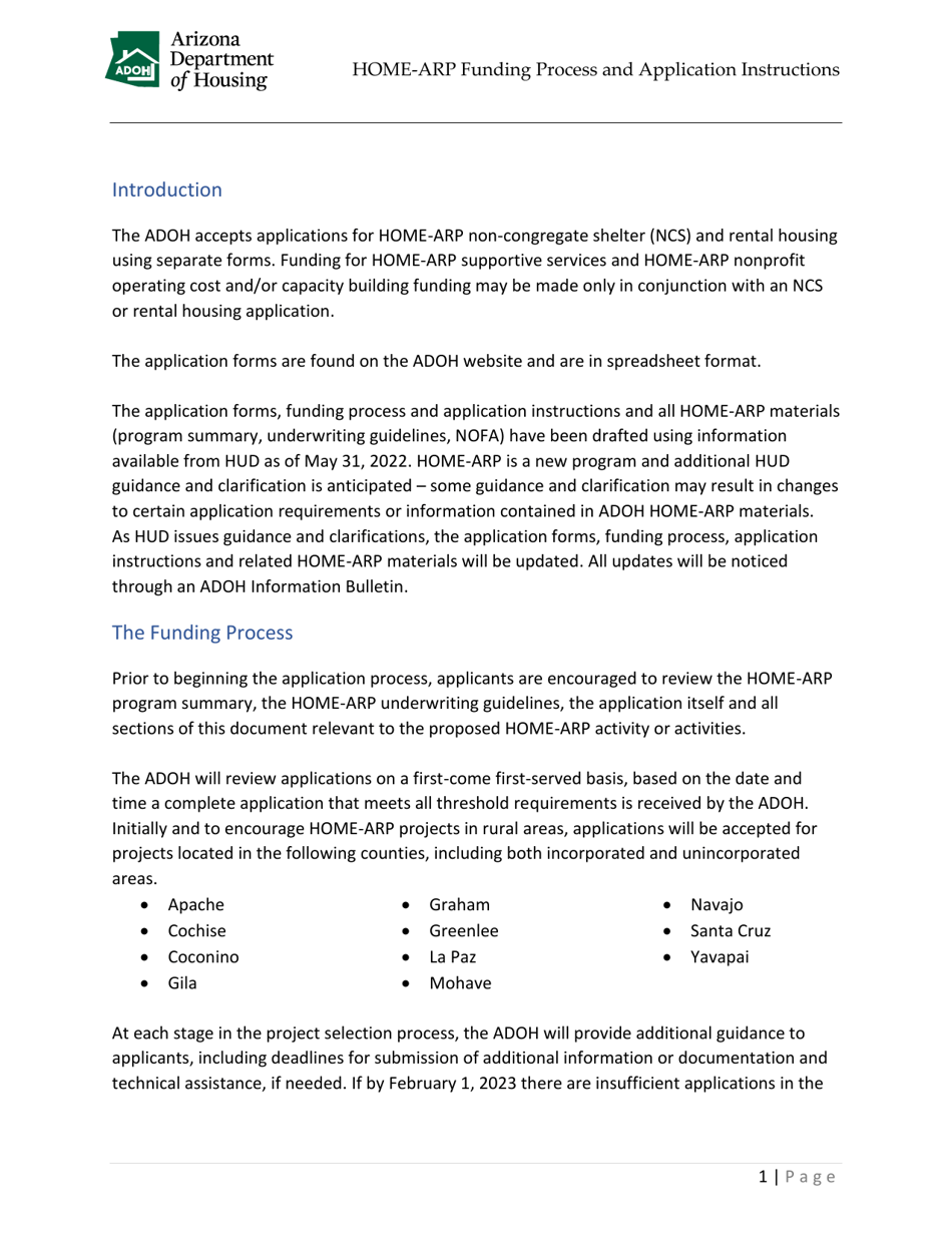 Home-Arp Funding Process and Application Instructions - Arizona, Page 4