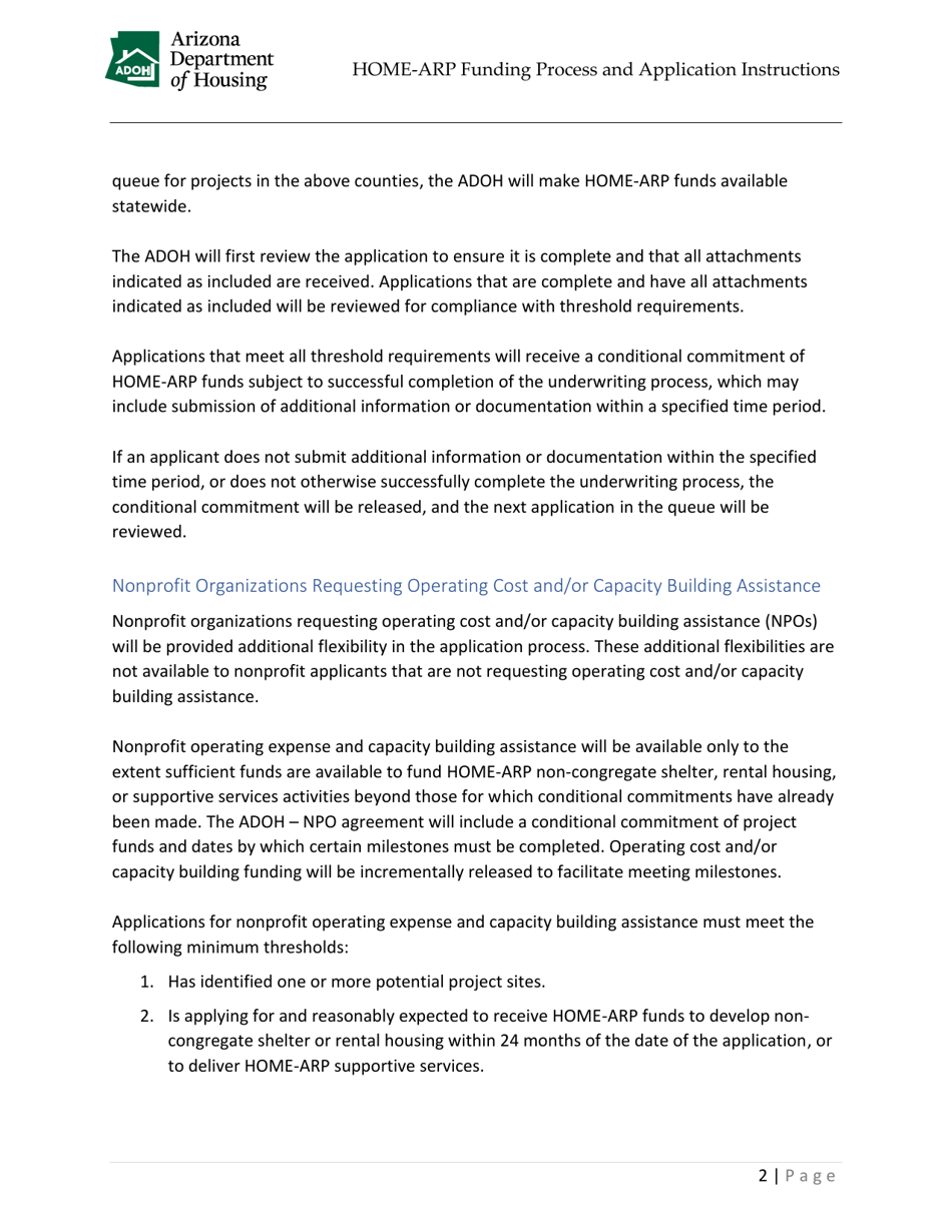 Home-Arp Funding Process and Application Instructions - Arizona, Page 5
