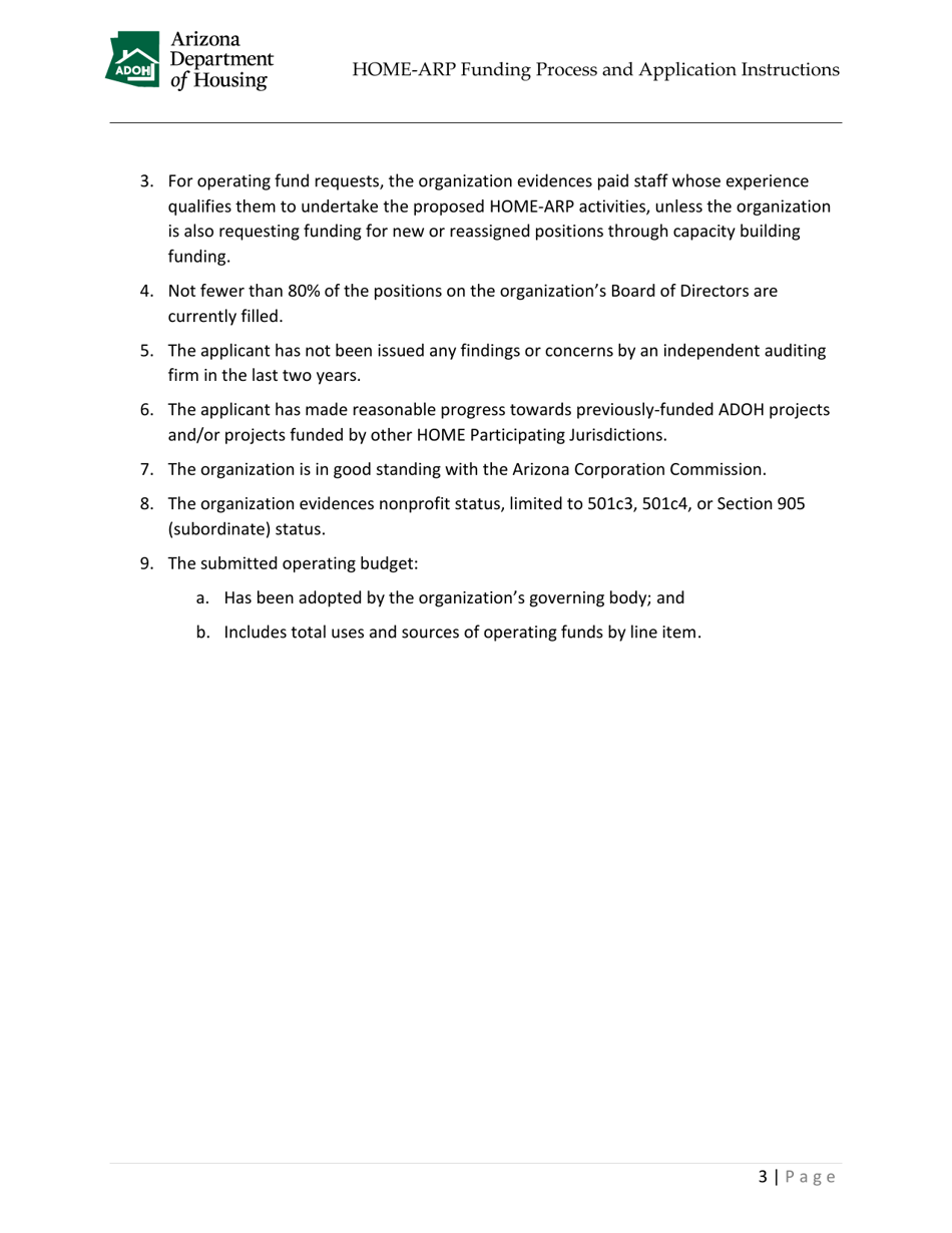 Home-Arp Funding Process and Application Instructions - Arizona, Page 6