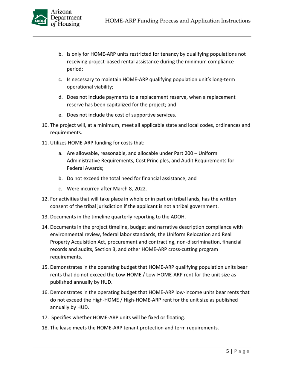 Home-Arp Funding Process and Application Instructions - Arizona, Page 8