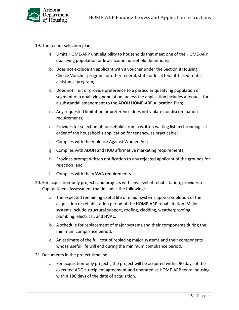 Home-Arp Funding Process and Application Instructions - Arizona, Page 9