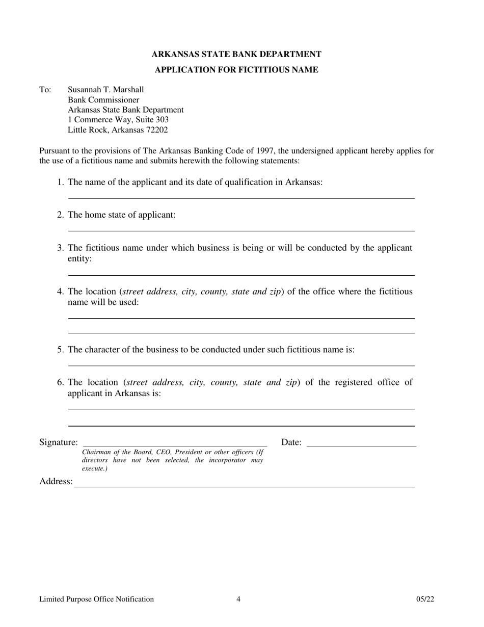 Notification for the Establishment of a Limited Purpose Office - Arkansas, Page 4