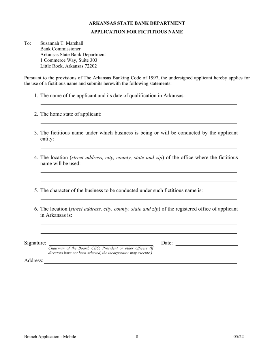 Application for a Mobile Branch Bank - Arkansas, Page 8