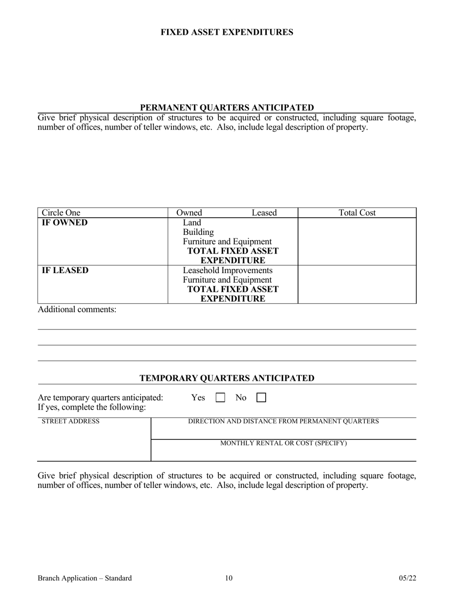 Application for Branch Bank - Arkansas, Page 10