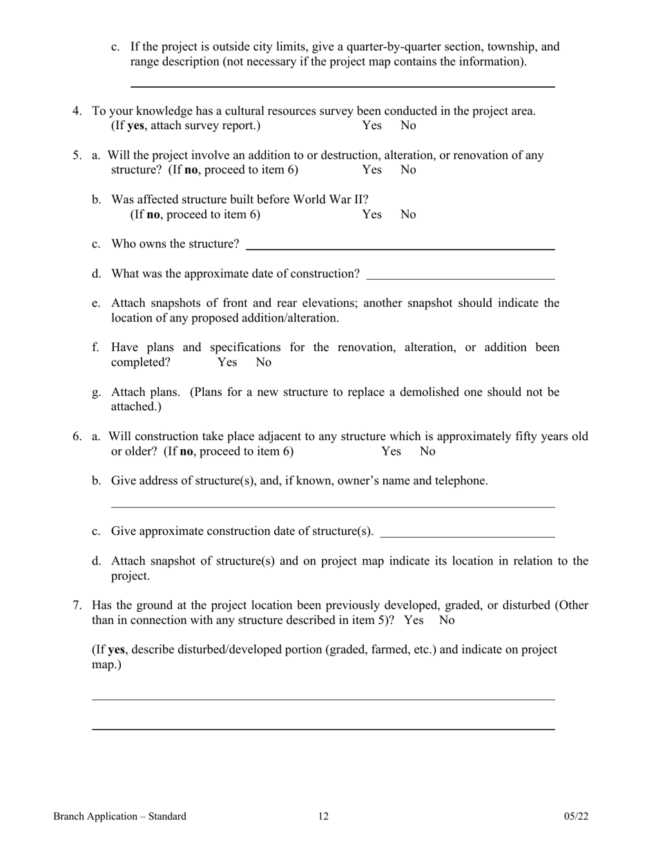 Application for Branch Bank - Arkansas, Page 12