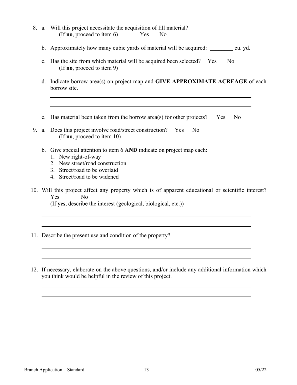 Application for Branch Bank - Arkansas, Page 13