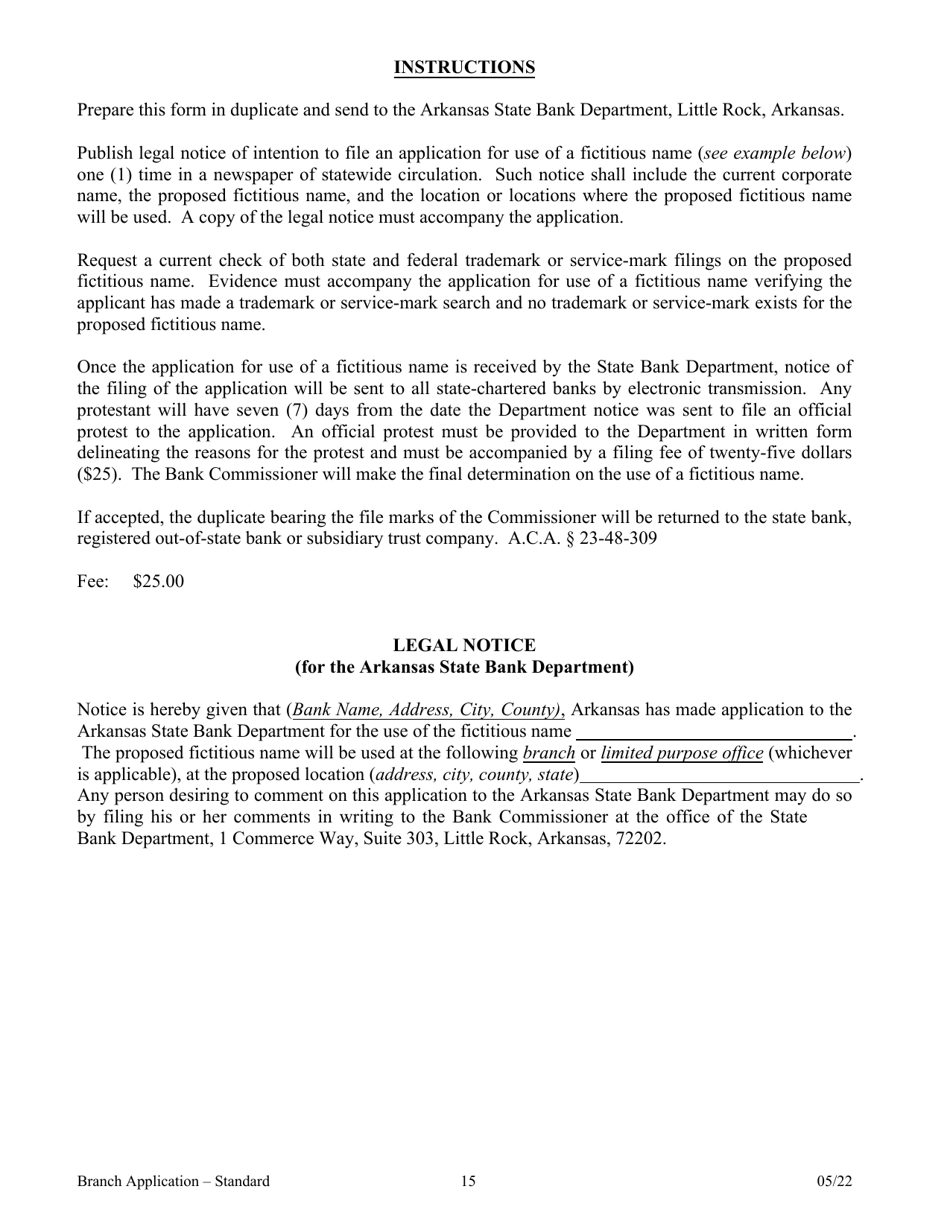 Application for Branch Bank - Arkansas, Page 15
