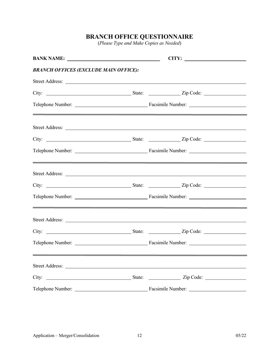 Application for Merger or Consolidation - Arkansas, Page 12