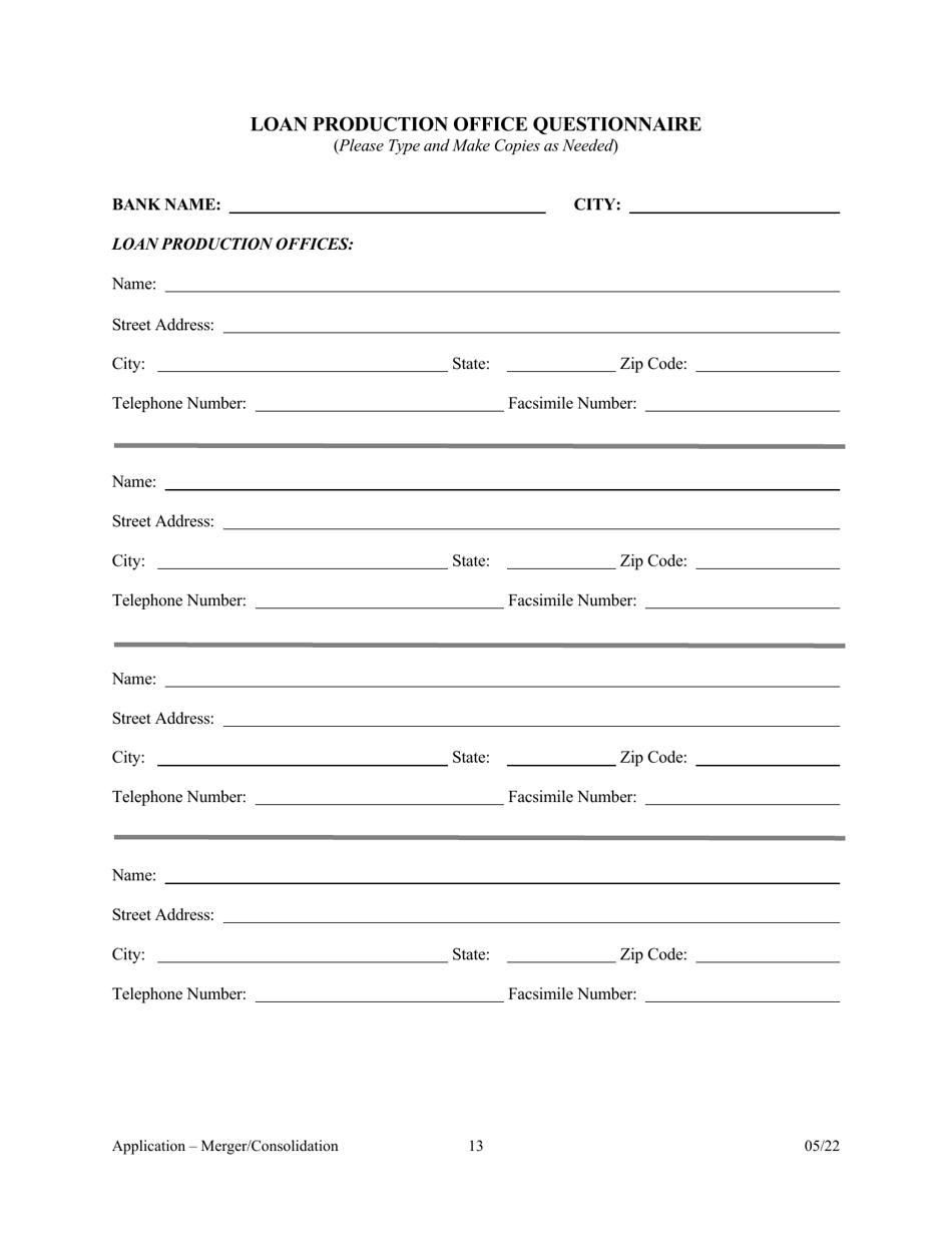 Application for Merger or Consolidation - Arkansas, Page 13