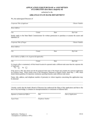 Application for Purchase or Assumption of Liabilities ( 50%) - Arkansas