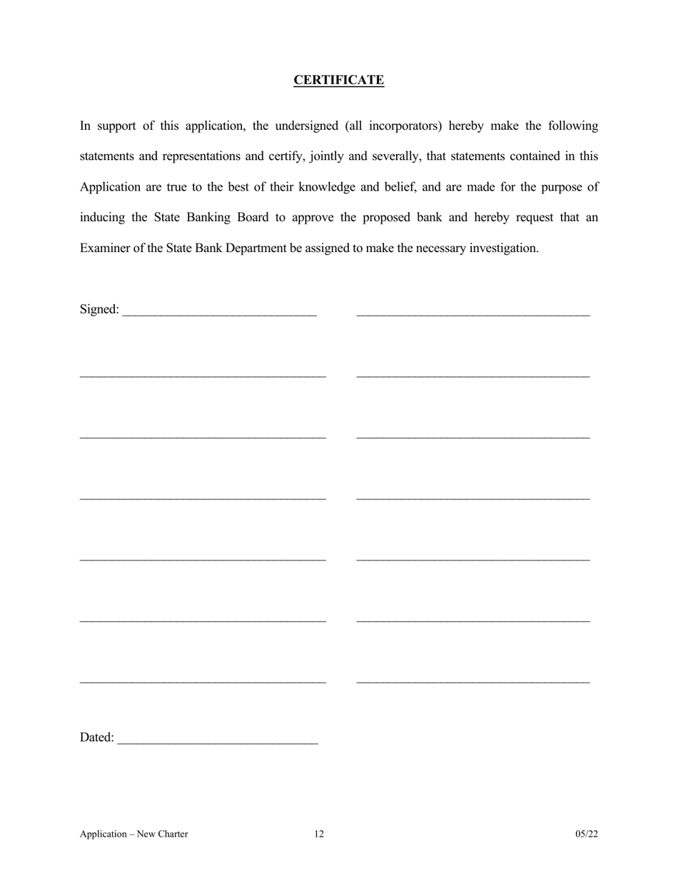 Application for Proposed State Bank Charter - Arkansas, Page 12