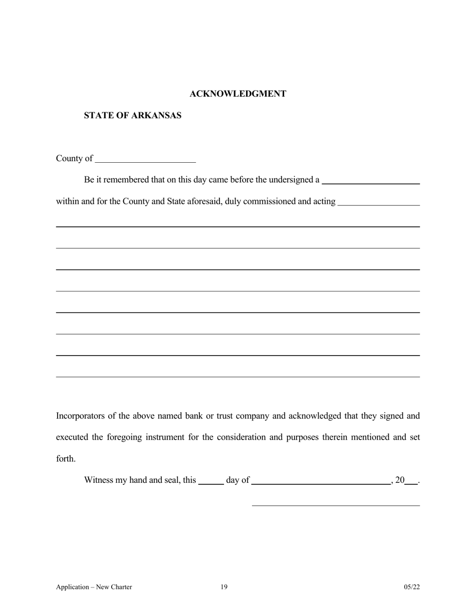 Application for Proposed State Bank Charter - Arkansas, Page 19