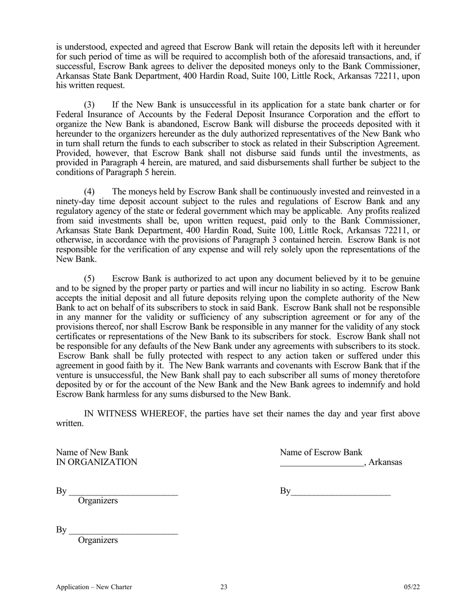 Application for Proposed State Bank Charter - Arkansas, Page 23