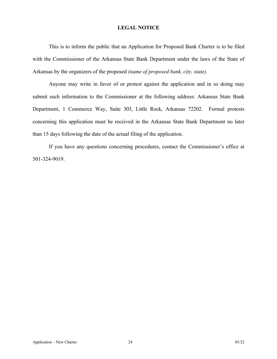 Application for Proposed State Bank Charter - Arkansas, Page 24