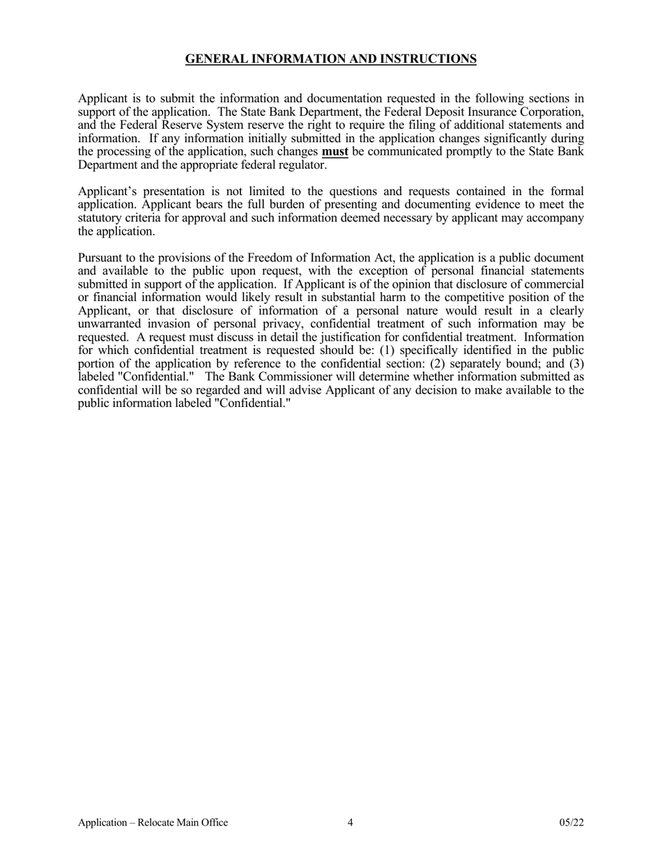 Application to Relocate Main Office - Arkansas, Page 5