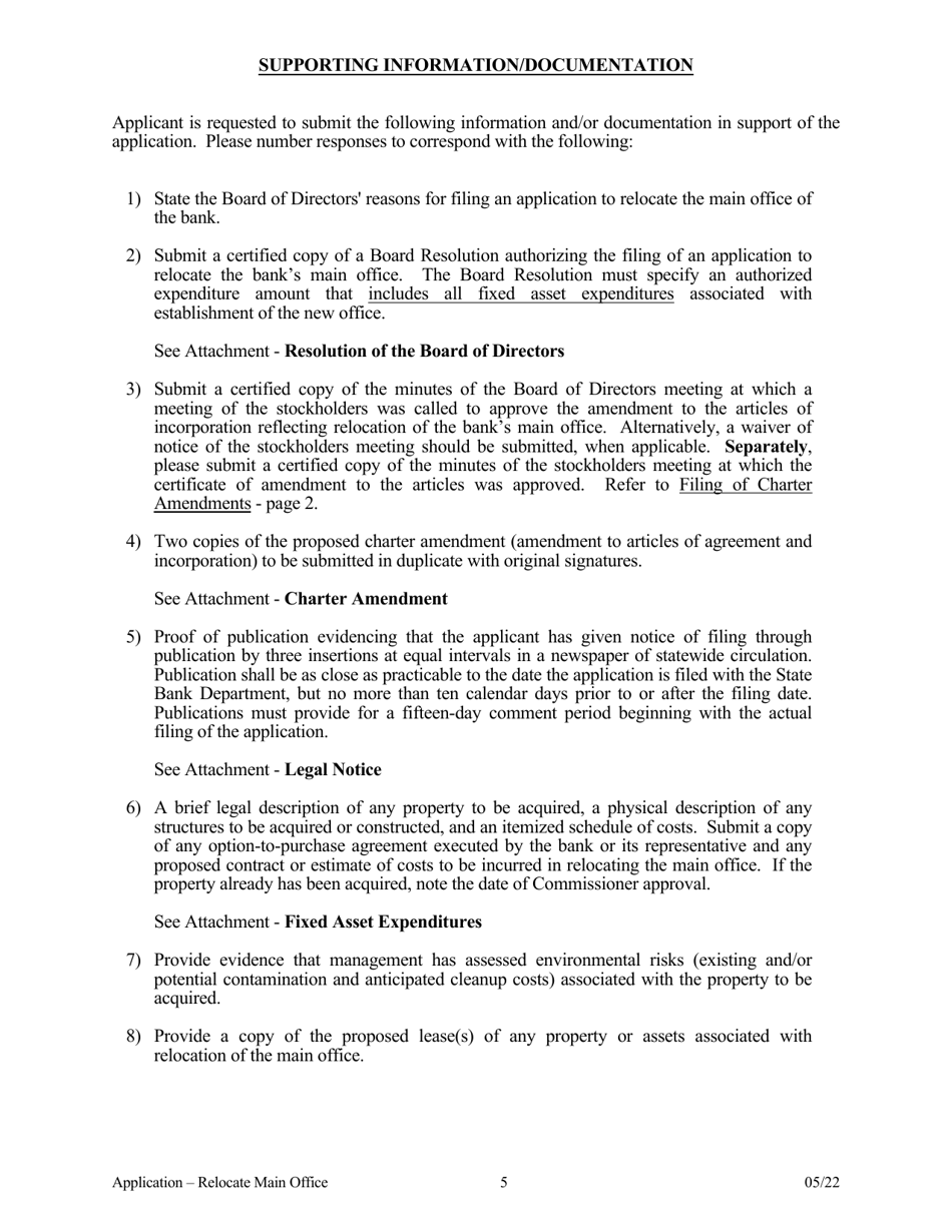 Application to Relocate Main Office - Arkansas, Page 6