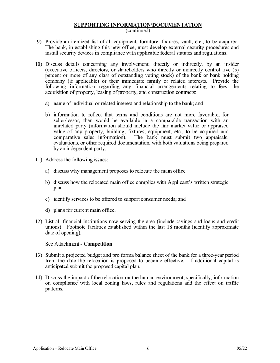 Application to Relocate Main Office - Arkansas, Page 7