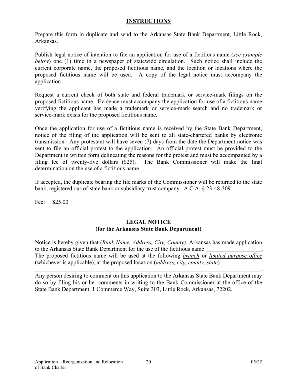 Application to Reorganize and Relocate Bank Charter - Arkansas, Page 20