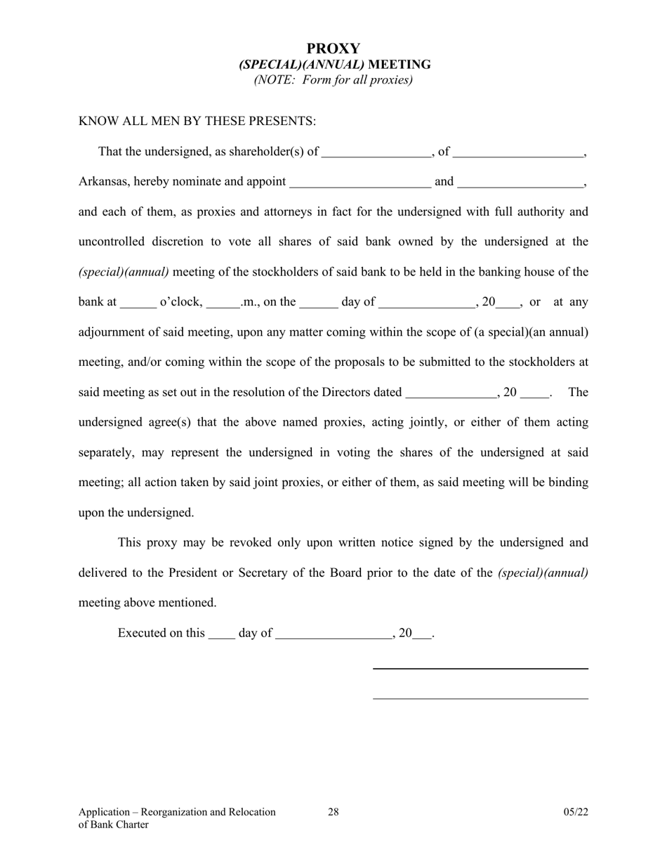 Application to Reorganize and Relocate Bank Charter - Arkansas, Page 28