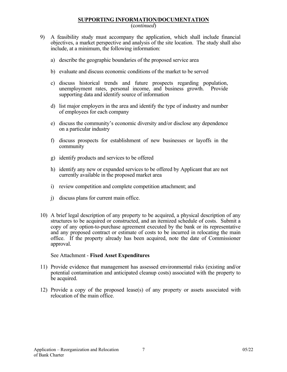 Application to Reorganize and Relocate Bank Charter - Arkansas, Page 7