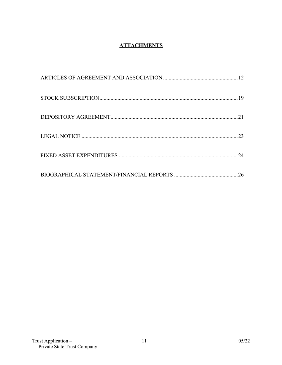 Application for Proposed Private State Trust Company - Arkansas, Page 11