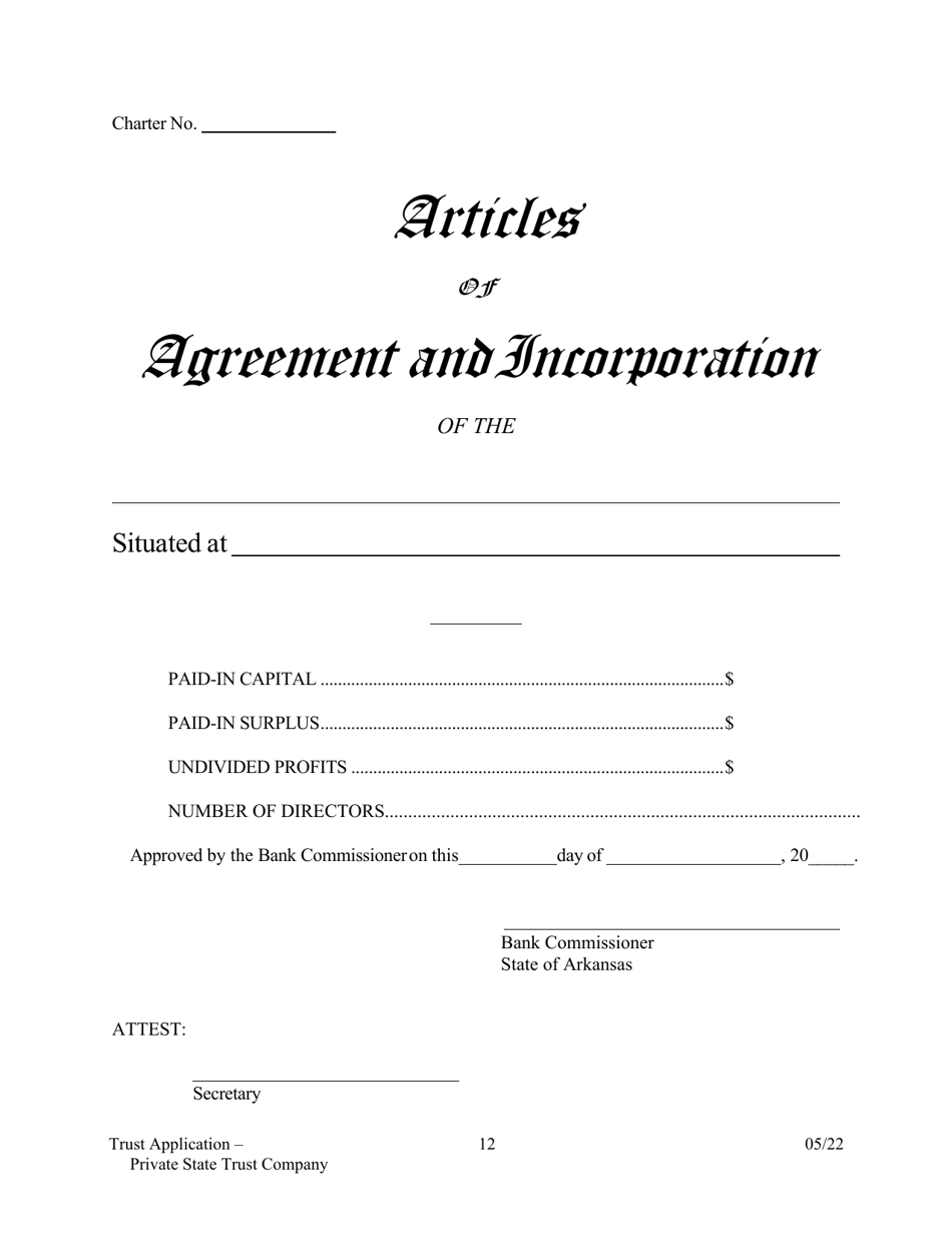 Application for Proposed Private State Trust Company - Arkansas, Page 12