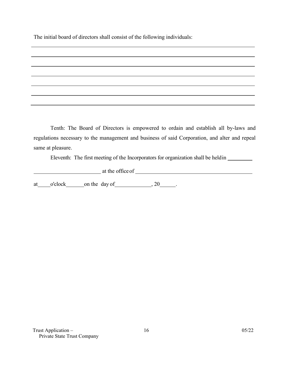 Application for Proposed Private State Trust Company - Arkansas, Page 16