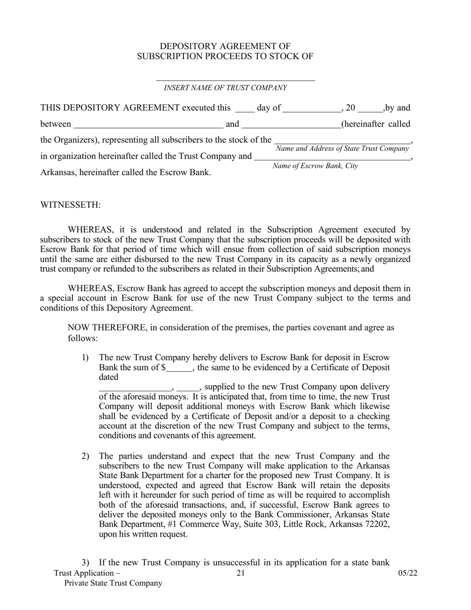 Application for Proposed Private State Trust Company - Arkansas, Page 21