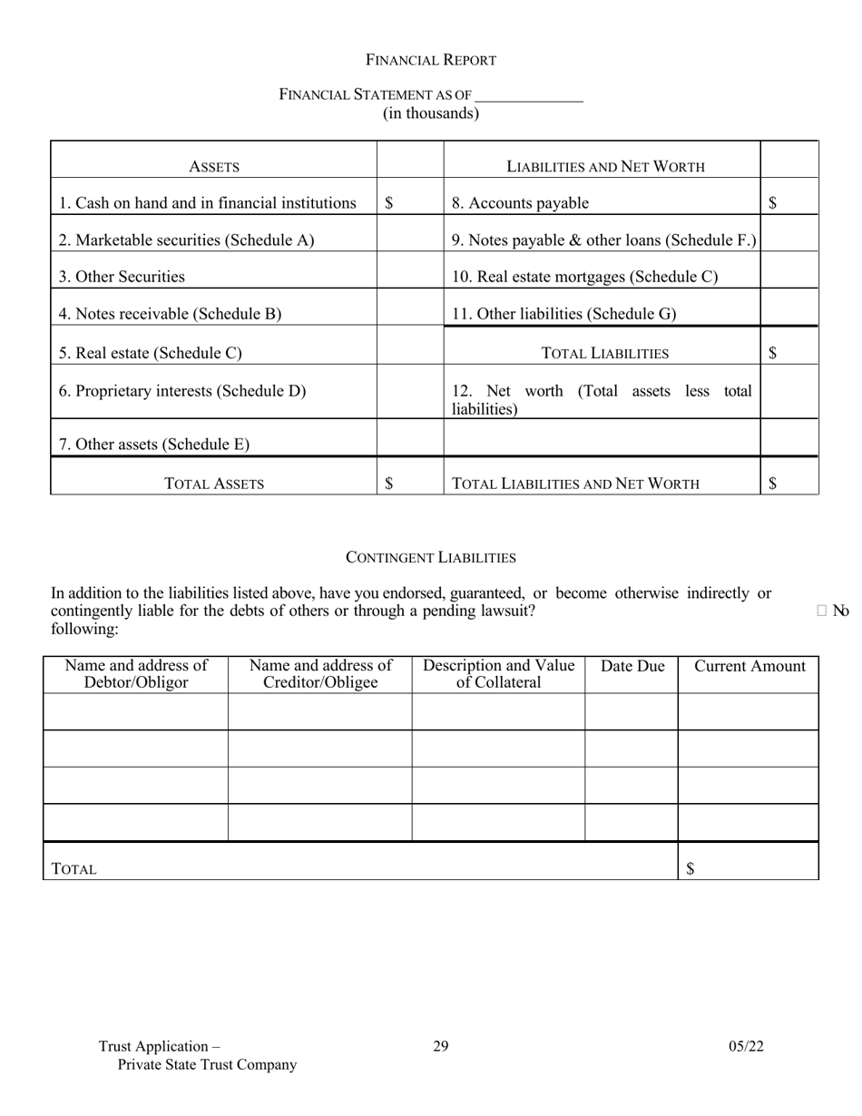 Application for Proposed Private State Trust Company - Arkansas, Page 29