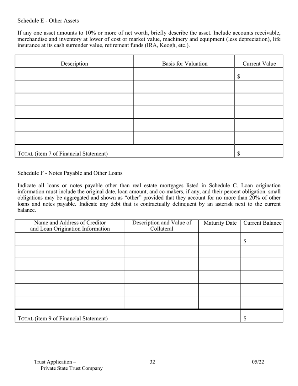 Application for Proposed Private State Trust Company - Arkansas, Page 32