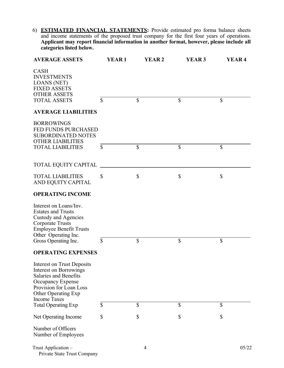 Application for Proposed Private State Trust Company - Arkansas, Page 4
