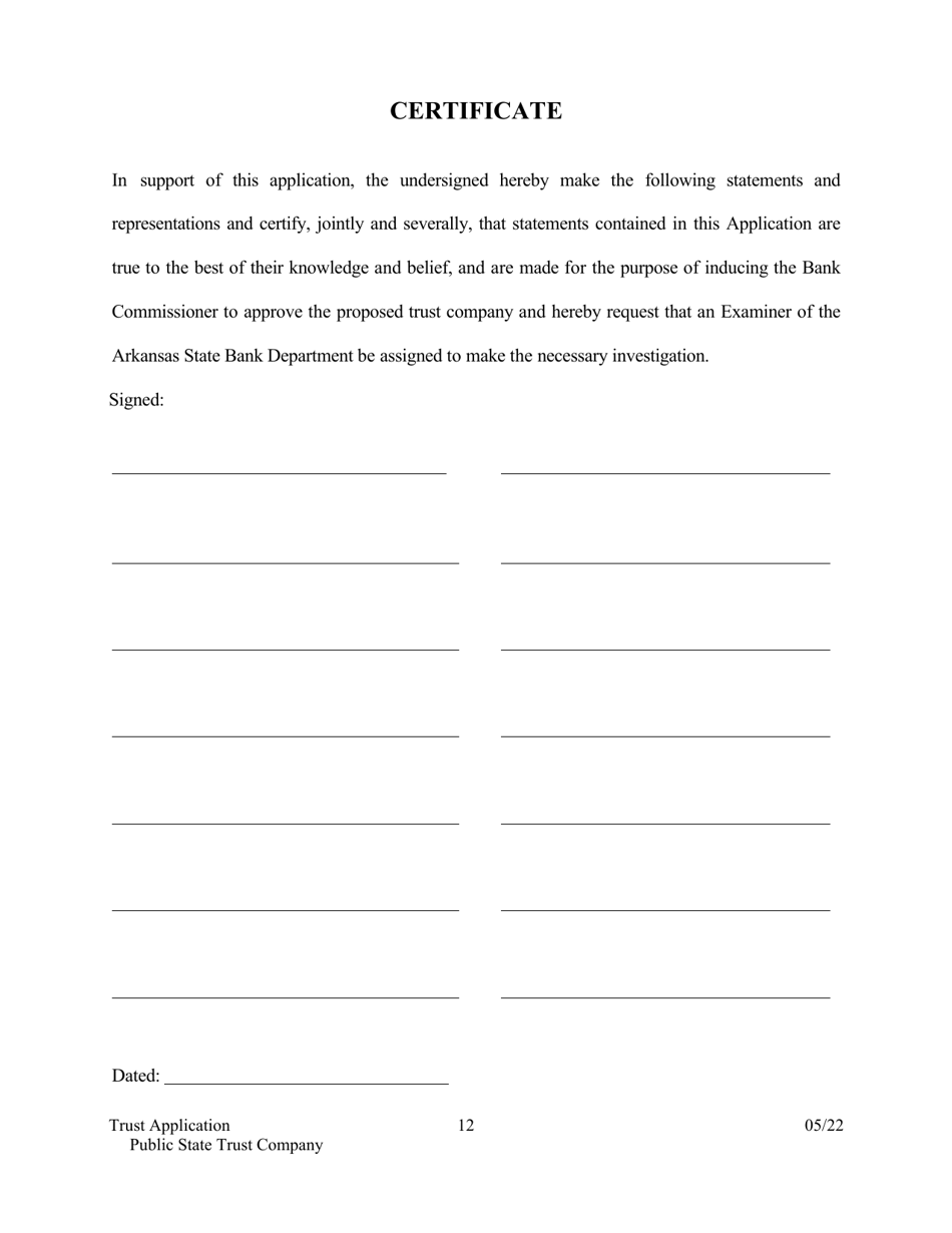 Application for Proposed State Trust Company - Arkansas, Page 12