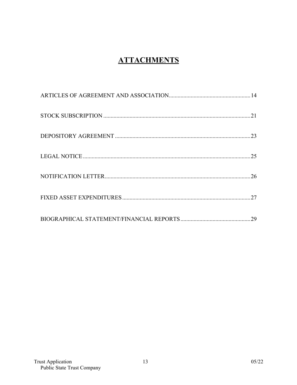 Application for Proposed State Trust Company - Arkansas, Page 13