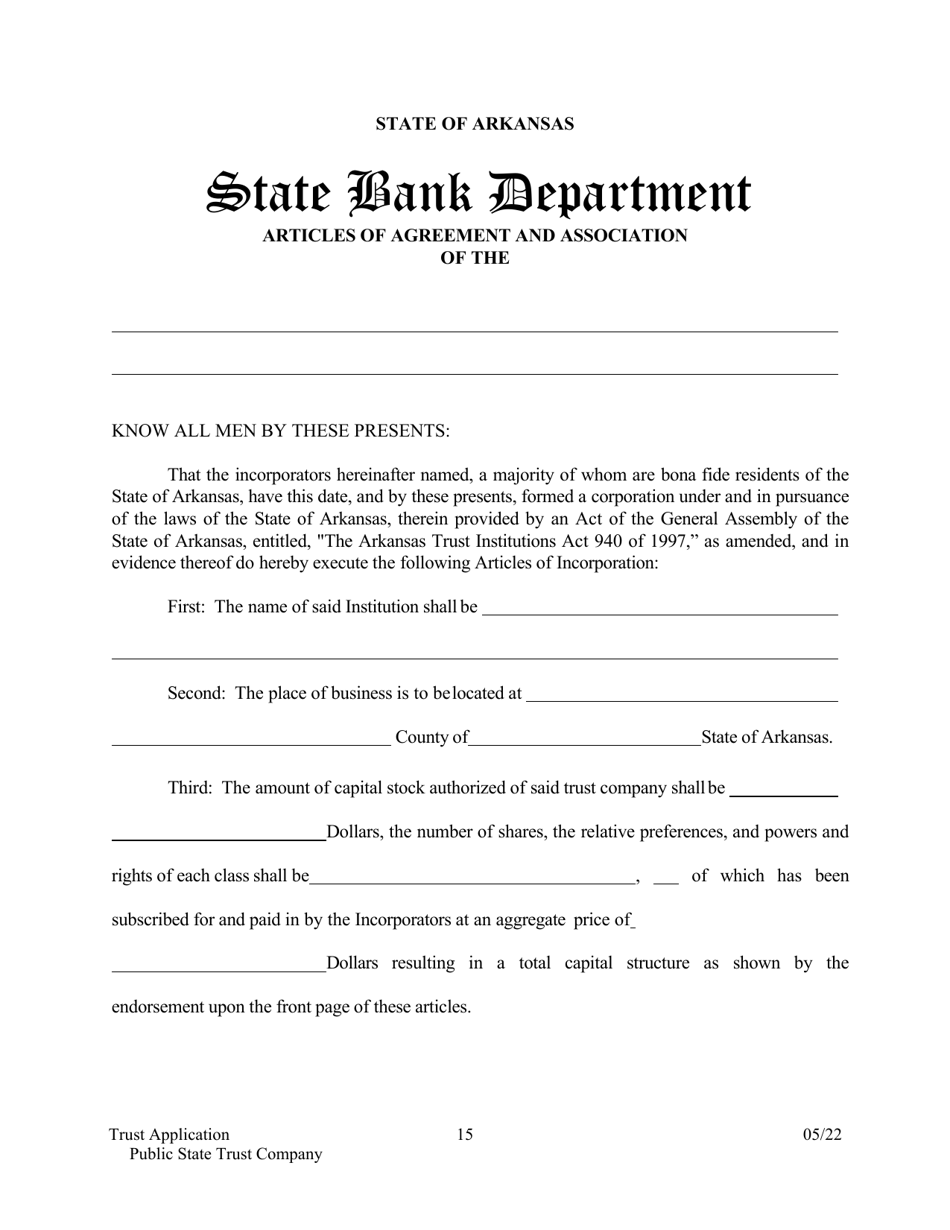 Application for Proposed State Trust Company - Arkansas, Page 15