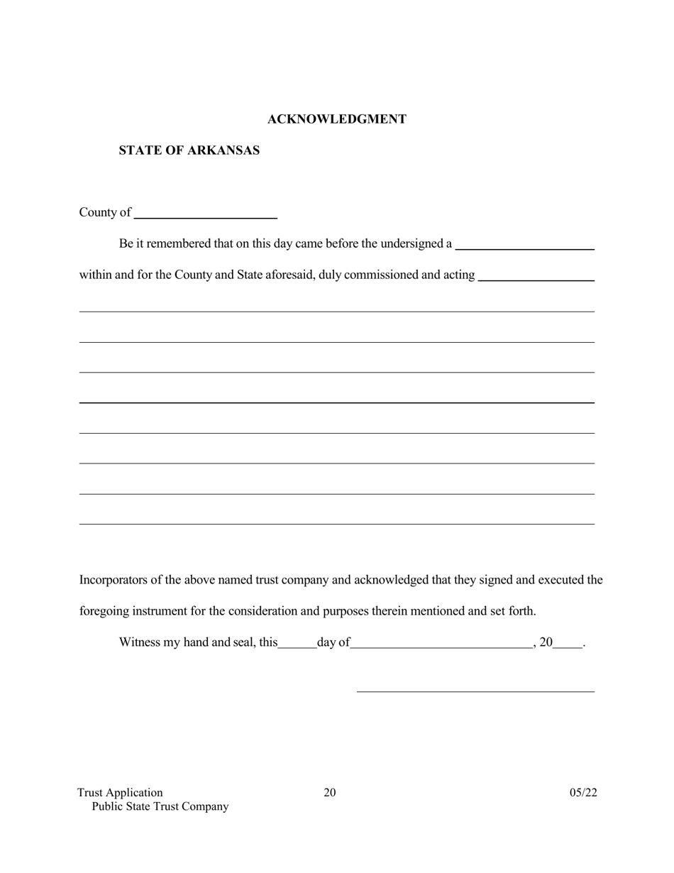 Application for Proposed State Trust Company - Arkansas, Page 20