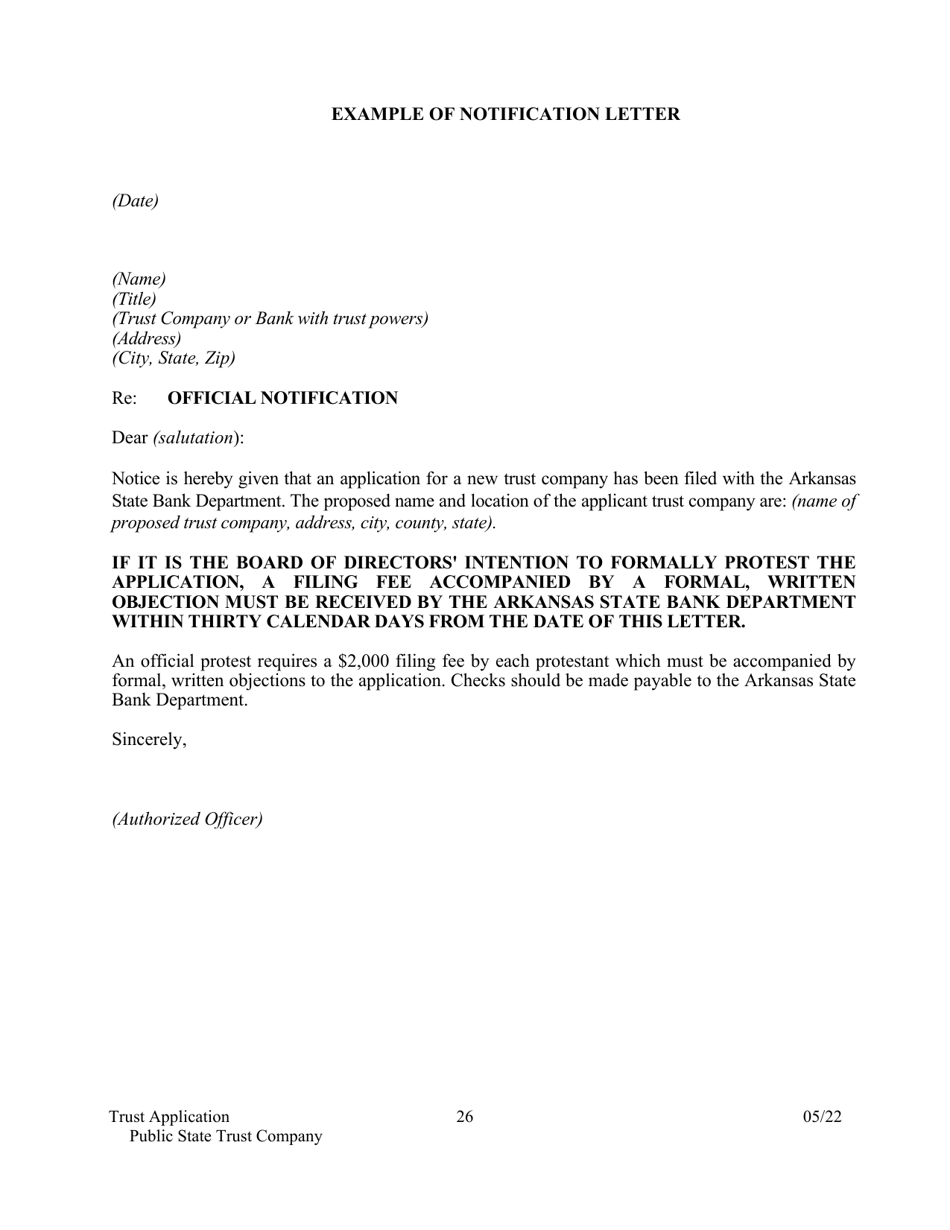 Application for Proposed State Trust Company - Arkansas, Page 26