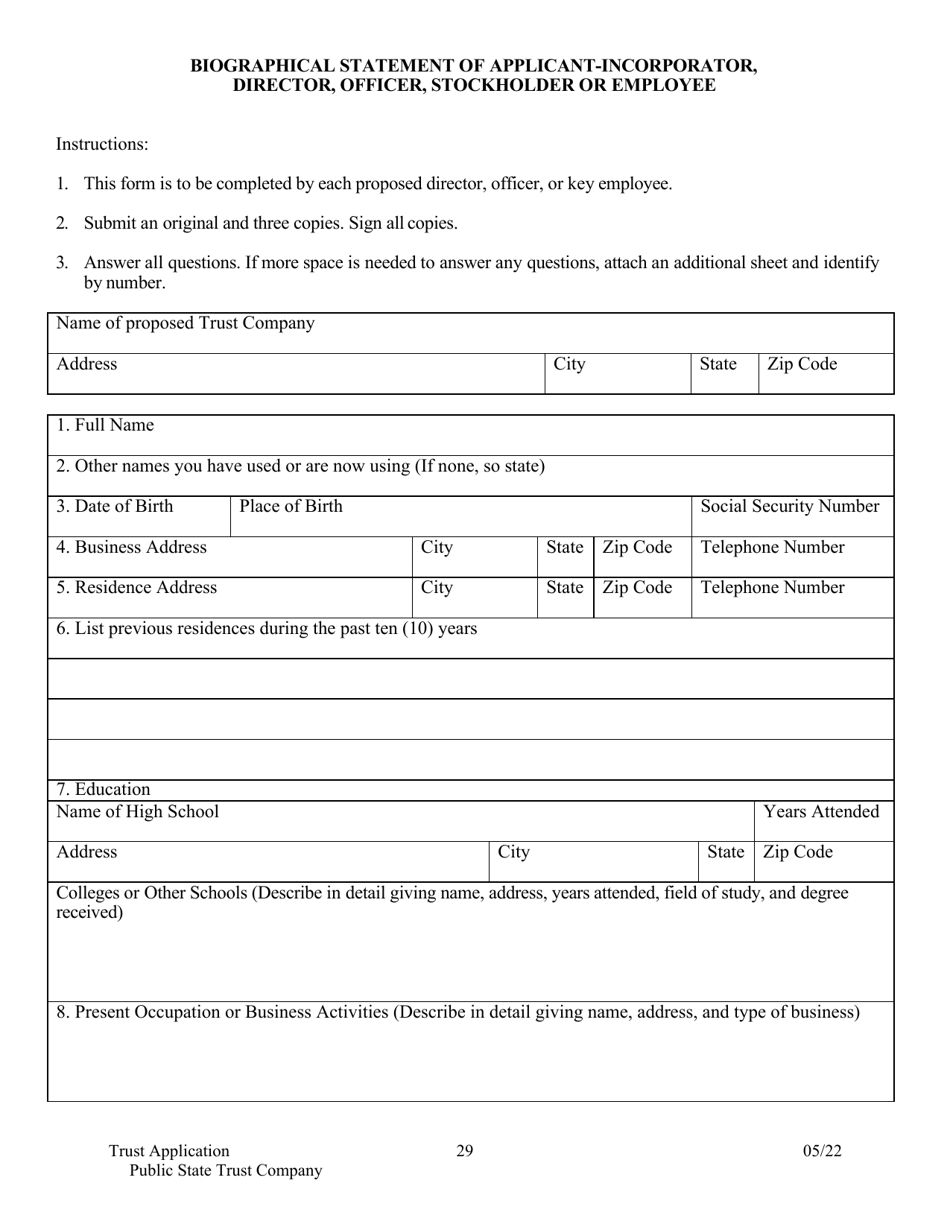 Application for Proposed State Trust Company - Arkansas, Page 29