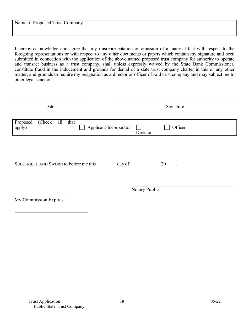 Application for Proposed State Trust Company - Arkansas, Page 38