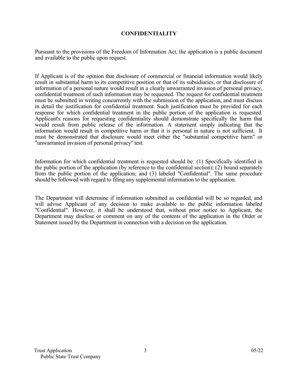 Application for Proposed State Trust Company - Arkansas, Page 3