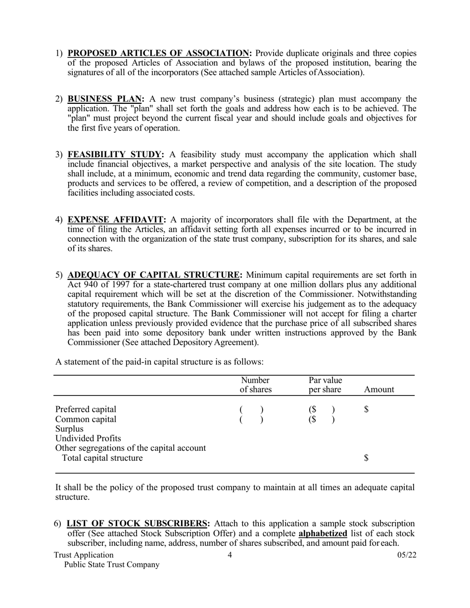 Application for Proposed State Trust Company - Arkansas, Page 4