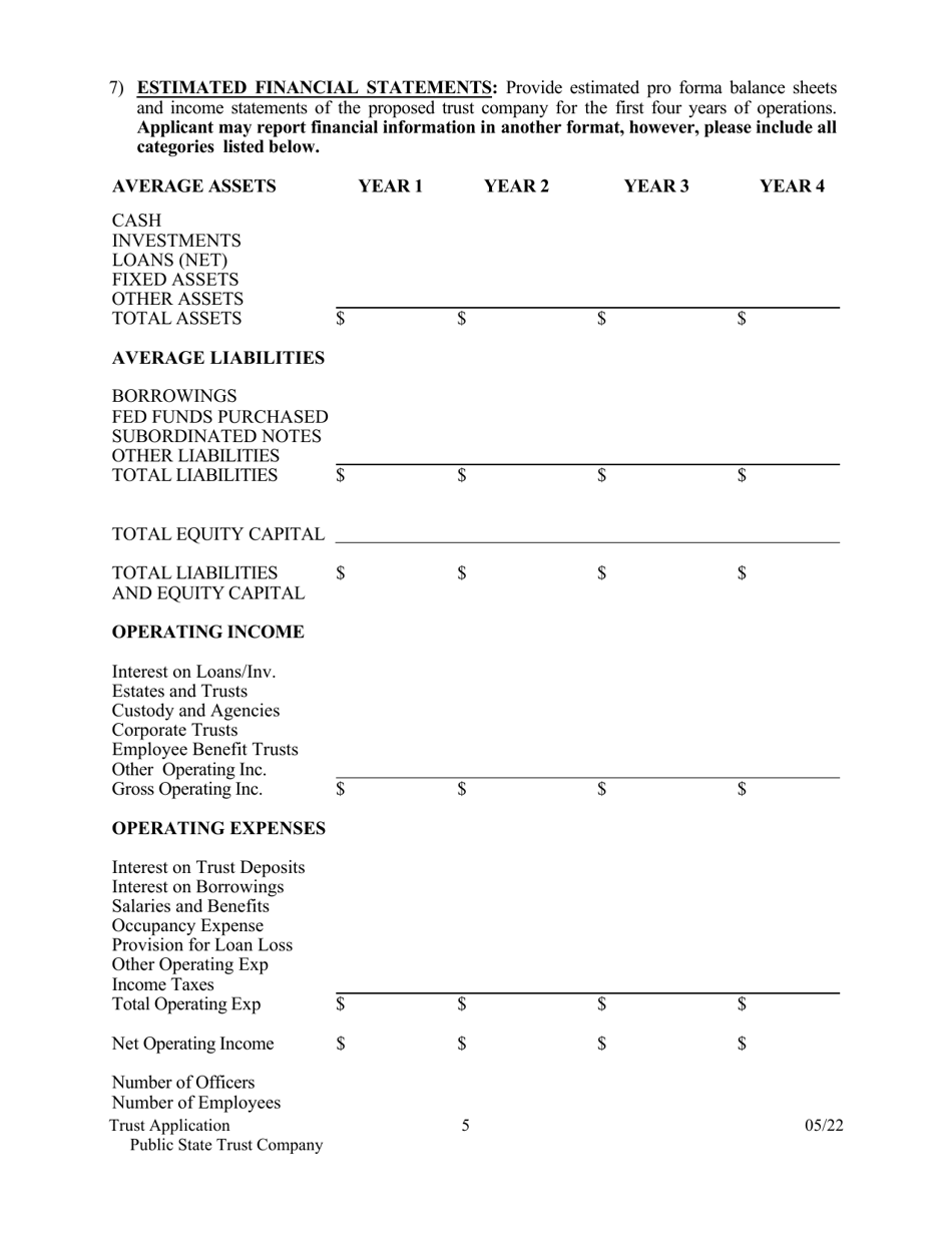 Application for Proposed State Trust Company - Arkansas, Page 5