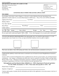 Document preview: Form 79-008A Livestock Meat Inspector License Application - California