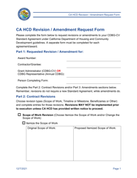Ca Hcd Revision/Amendment Request Form - California