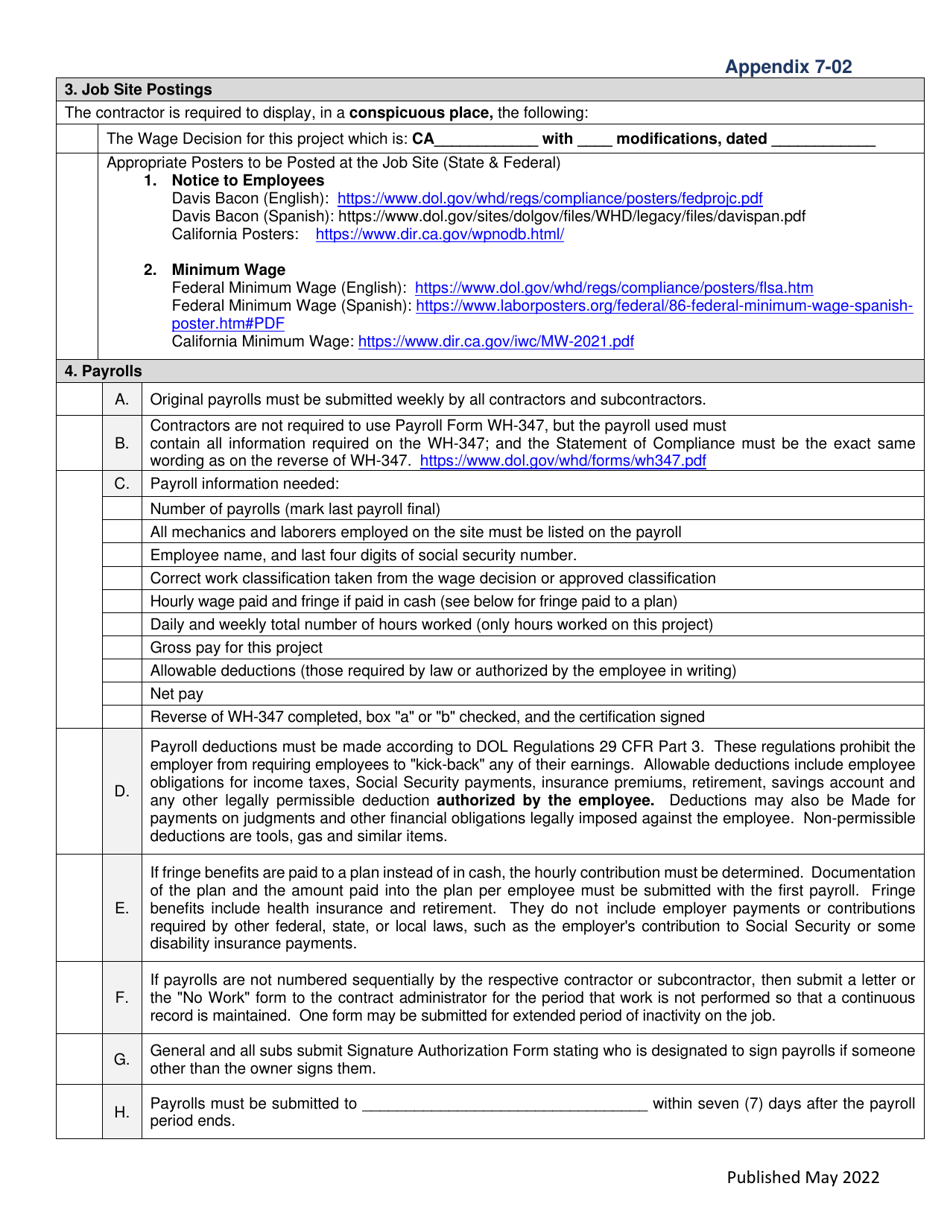 Appendix 7-2 Pre-construction Conference Checklist / Minutes - Community Development Block Grant Program - California, Page 3